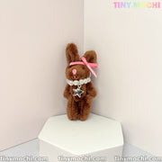 Plush Bunny Keychain with Pearl Necklace and Star Charm—Soft Furry Bag Charm for Backpacks, Handbags, and Keys—Cute Gift Accessory - Tiny Mochi