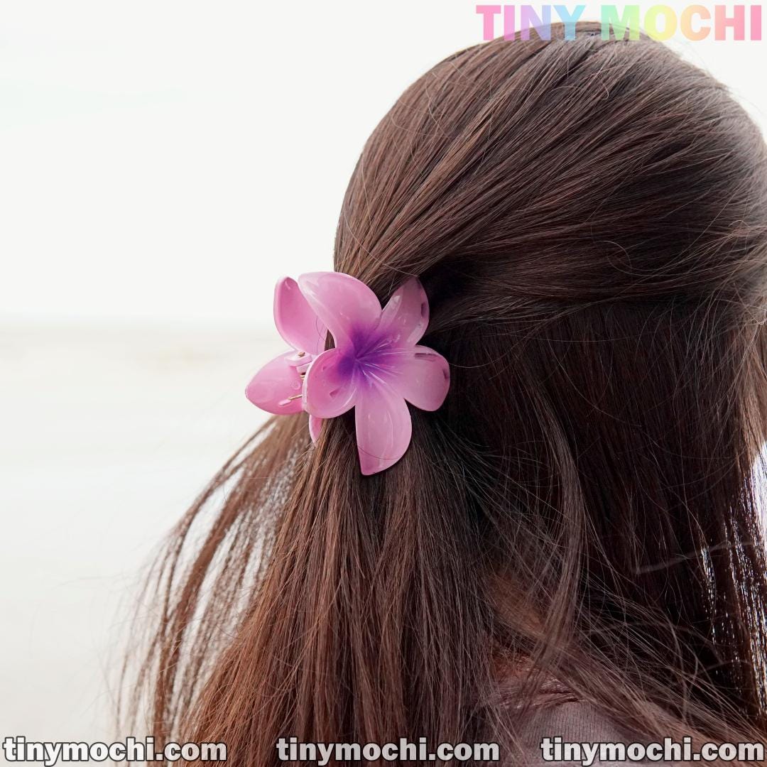 Plumeria Flower Hair Claw | Colorful Bloom Hair Clip – Stylish Floral Hair Accessory for Women and Girls - Tiny Mochi