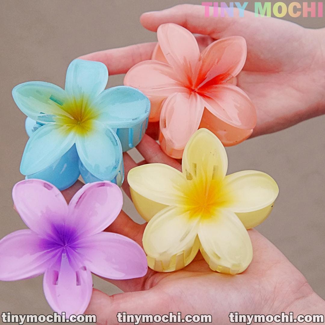 Plumeria Flower Hair Claw | Colorful Bloom Hair Clip – Stylish Floral Hair Accessory for Women and Girls - Tiny Mochi