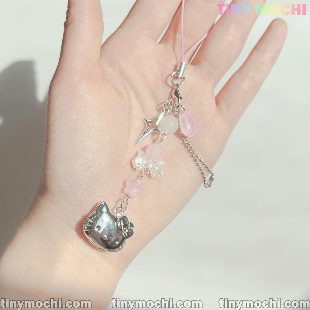 Pink Kitty Phone Charm – Kawaii Y2K Coquette Aesthetic Accessory - Tiny Mochi
