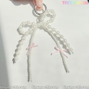 Sweet Pearl Light Pink Bow Keychain – Coquette Aesthetic Charm for Bags & More - Tiny Mochi
