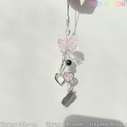 Y2K Pink Bow and Heart Phone Charm - Cute Keychain & Bag Accessory - Tiny Mochi