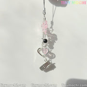 Y2K Pink Bow and Heart Phone Charm - Cute Keychain & Bag Accessory - Tiny Mochi
