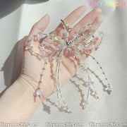 Crystal Bow Pearl Keychains - Aesthetic Accessories for Bags, Keys & More - Tiny Mochi