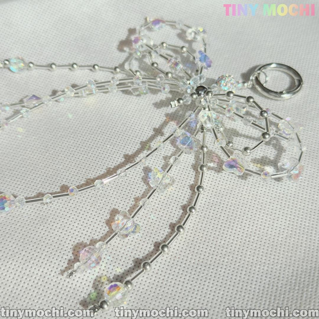 Crystal Bow Pearl Keychains - Aesthetic Accessories for Bags, Keys & More - Tiny Mochi