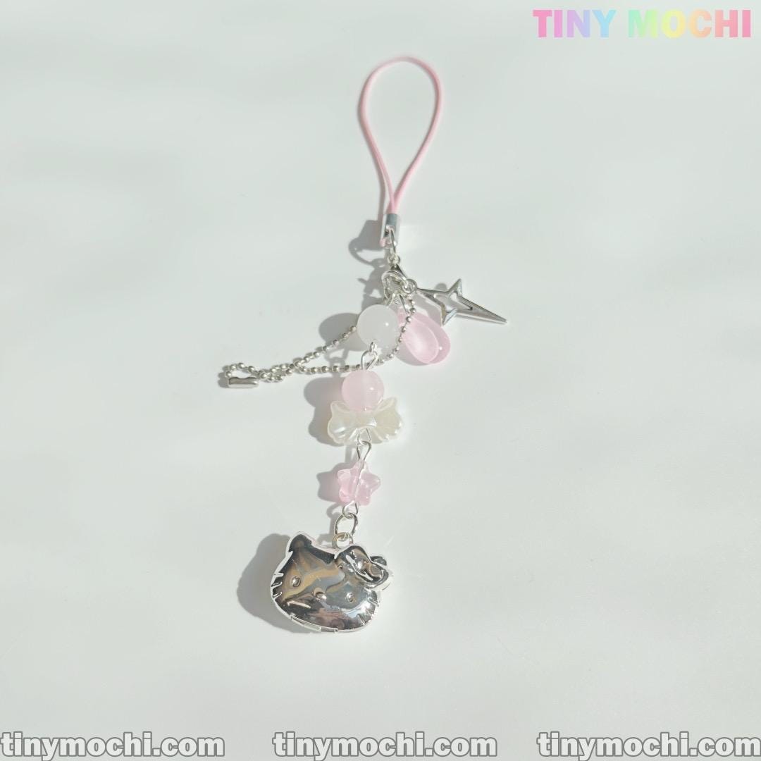 Pink Kitty Phone Charm – Kawaii Y2K Coquette Aesthetic Accessory - Tiny Mochi