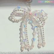 Pinky Crystal Bow Pearl Keychain – Elegant & Aesthetic Accessory for Bags, Keys and More - Tiny Mochi