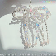 Pinky Crystal Bow Pearl Keychain – Elegant & Aesthetic Accessory for Bags, Keys and More - Tiny Mochi