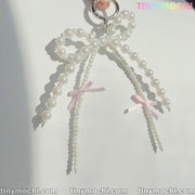 Sweet Pearl Light Pink Bow Keychain – Coquette Aesthetic Charm for Bags & More - Tiny Mochi