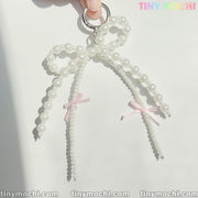 Sweet Pearl Light Pink Bow Keychain – Coquette Aesthetic Charm for Bags & More - Tiny Mochi