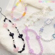 Y2K Aesthetic Phone Charms Set - Bear, Butterfly, Heart Charms on Colorful Lanyards - Tiny Mochi