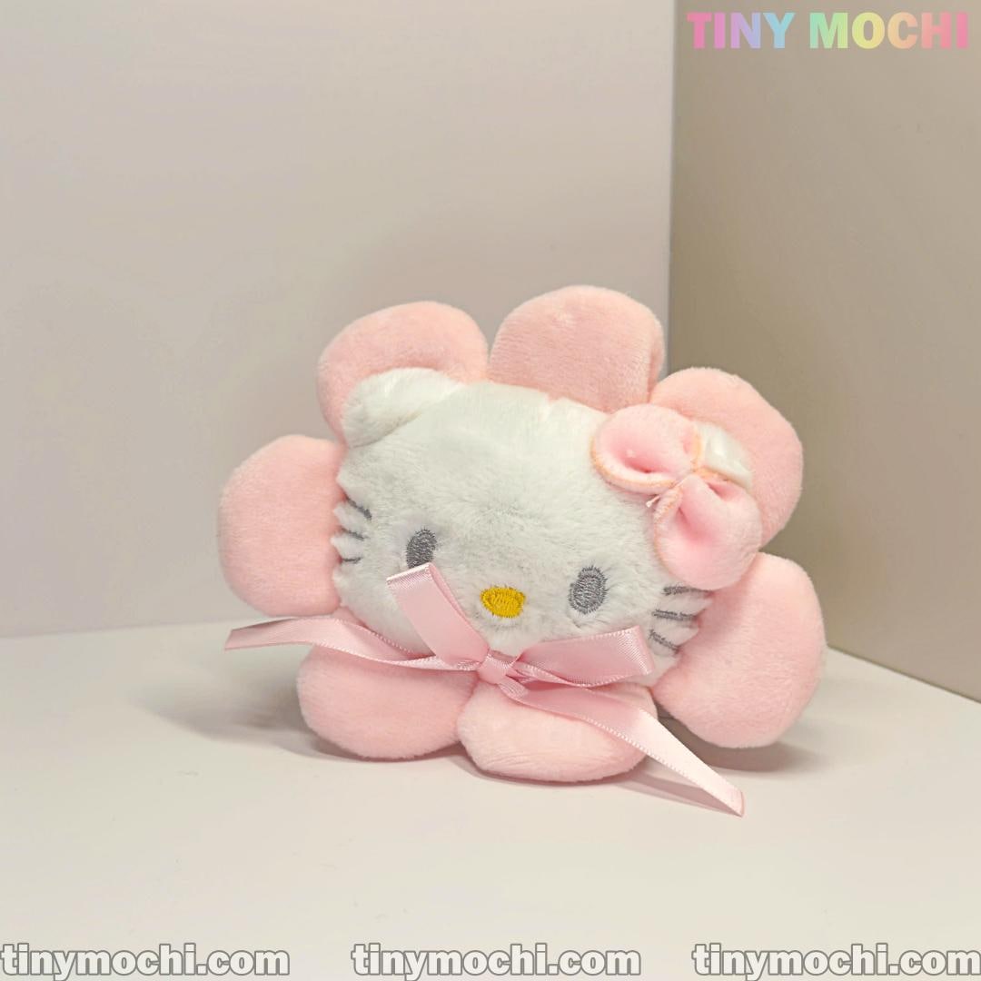 Cute White Cat Kitty and Pinky Sunflower Plush Keychain – Soft Stuffed Bag Charm, Cartoon Toy, Gift for Girls Accessories - Tiny Mochi
