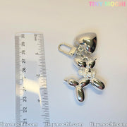 Silver Balloon Dog Keychain with Heart Charm—Cute Alloy Bag Pendant for Backpacks, Handbags, Car Keys, Gifts for Women & Girls - Tiny Mochi