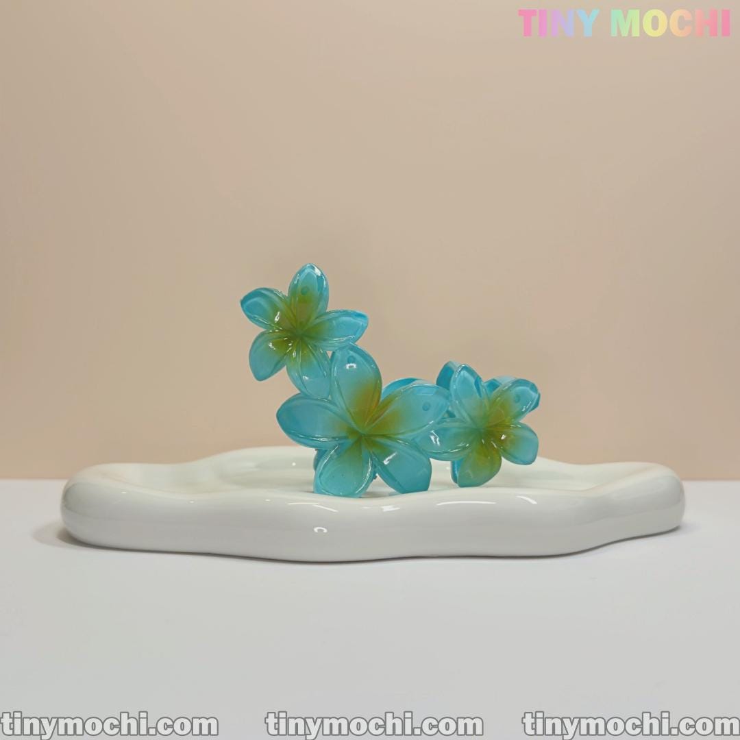 Plumeria Flower Claw Clip Hair Accessory, Durable Non-Slip Hair Claw for Women & Kids, Elegant Floral Hair Clip for Thick and Thin Hair - Tiny Mochi