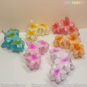Plumeria Flower Claw Clip Hair Accessory, Durable Non-Slip Hair Claw for Women & Kids, Elegant Floral Hair Clip for Thick and Thin Hair - Tiny Mochi