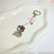 Pink Kitty Bow Charm – Cute Phone & Bag Accessory for Coquette Lovers - Tiny Mochi