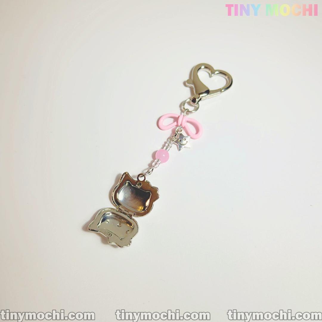 Pink Kitty Bow Charm – Cute Phone & Bag Accessory for Coquette Lovers - Tiny Mochi
