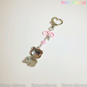 Pink Kitty Bow Charm – Cute Phone & Bag Accessory for Coquette Lovers - Tiny Mochi