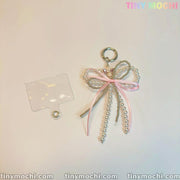 Pearl Bow Bag Charm Beaded Keychain for Purses Backpacks Cute Elegant Accessory Gift - Tiny Mochi