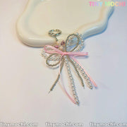 Pearl Bow Bag Charm Beaded Keychain for Purses Backpacks Cute Elegant Accessory Gift - Tiny Mochi