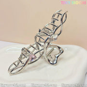 Silver Crystal Heart Hair Claw — Elegant Metal Hair Clip for Women - Tiny Mochi