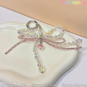 Iridescent Crystal Bow Charm – Elegant Bag & Phone Accessory - Tiny Mochi