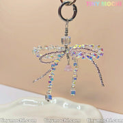 Iridescent Crystal Bow Charm – Elegant Bag & Phone Accessory - Tiny Mochi