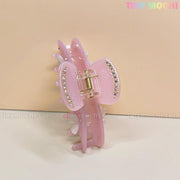 Pink Bow Claw Clip | Cute Hair Accessory | Butterfly Grip | Eco-Friendly Acetate Hair Claw | Kawaii Hair Clip | Rhinestone Claw Clip - Tiny Mochi