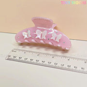 Pink Bow Claw Clip | Cute Hair Accessory | Butterfly Grip | Eco-Friendly Acetate Hair Claw | Kawaii Hair Clip | Rhinestone Claw Clip - Tiny Mochi