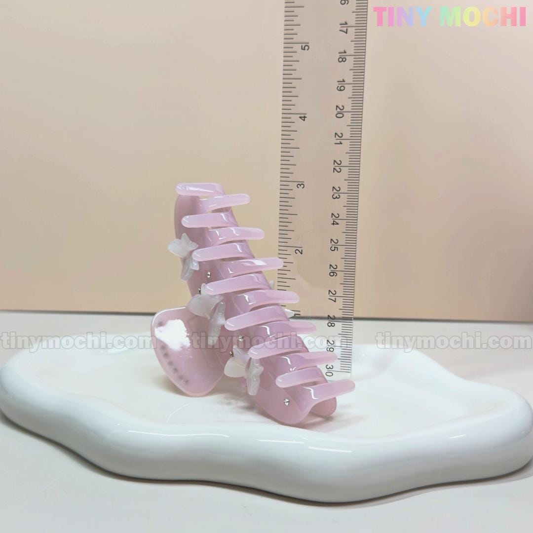 Pink Bow Claw Clip | Cute Hair Accessory | Butterfly Grip | Eco-Friendly Acetate Hair Claw | Kawaii Hair Clip | Rhinestone Claw Clip - Tiny Mochi