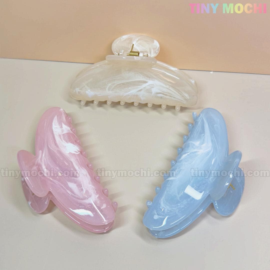 Large Marble Hair Claw Clip 11cm Crescent Acrylic Claw for Thick Hair Pastel Acetate Shark Clip for Women - Tiny Mochi
