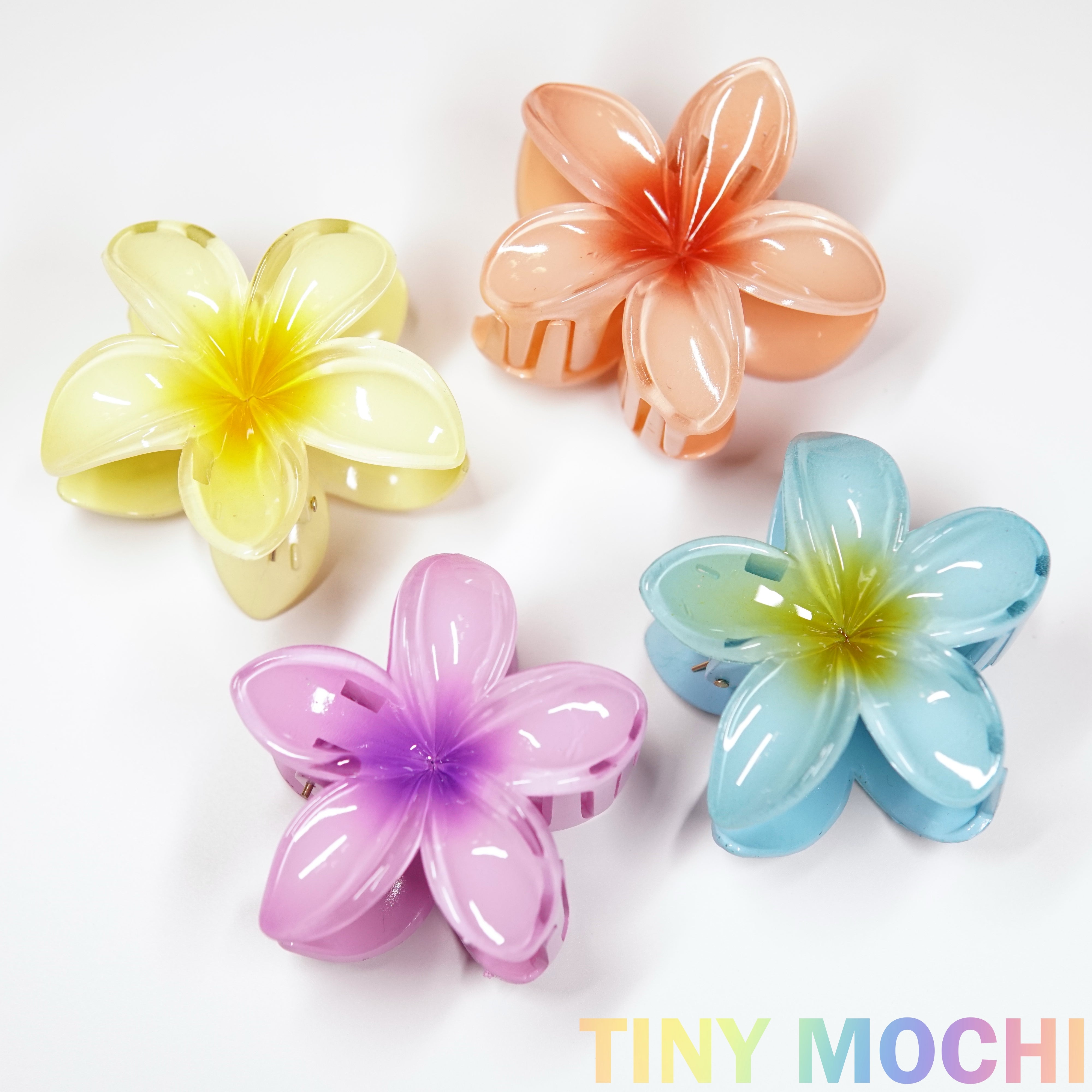 Colorful Flower Shaped, Non-Slip Hair Claw Clip (2.7in/7cm) - Tiny Mochi