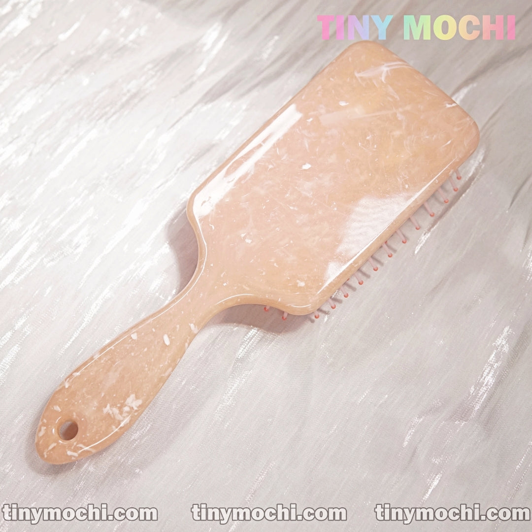 Pink Marble Pattern Paddle Hair Brush - Elegant and Durable Detangling Brush for All Hair Types