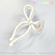 Jelly Color Bow Hair Clip - White - Tiny Mochi