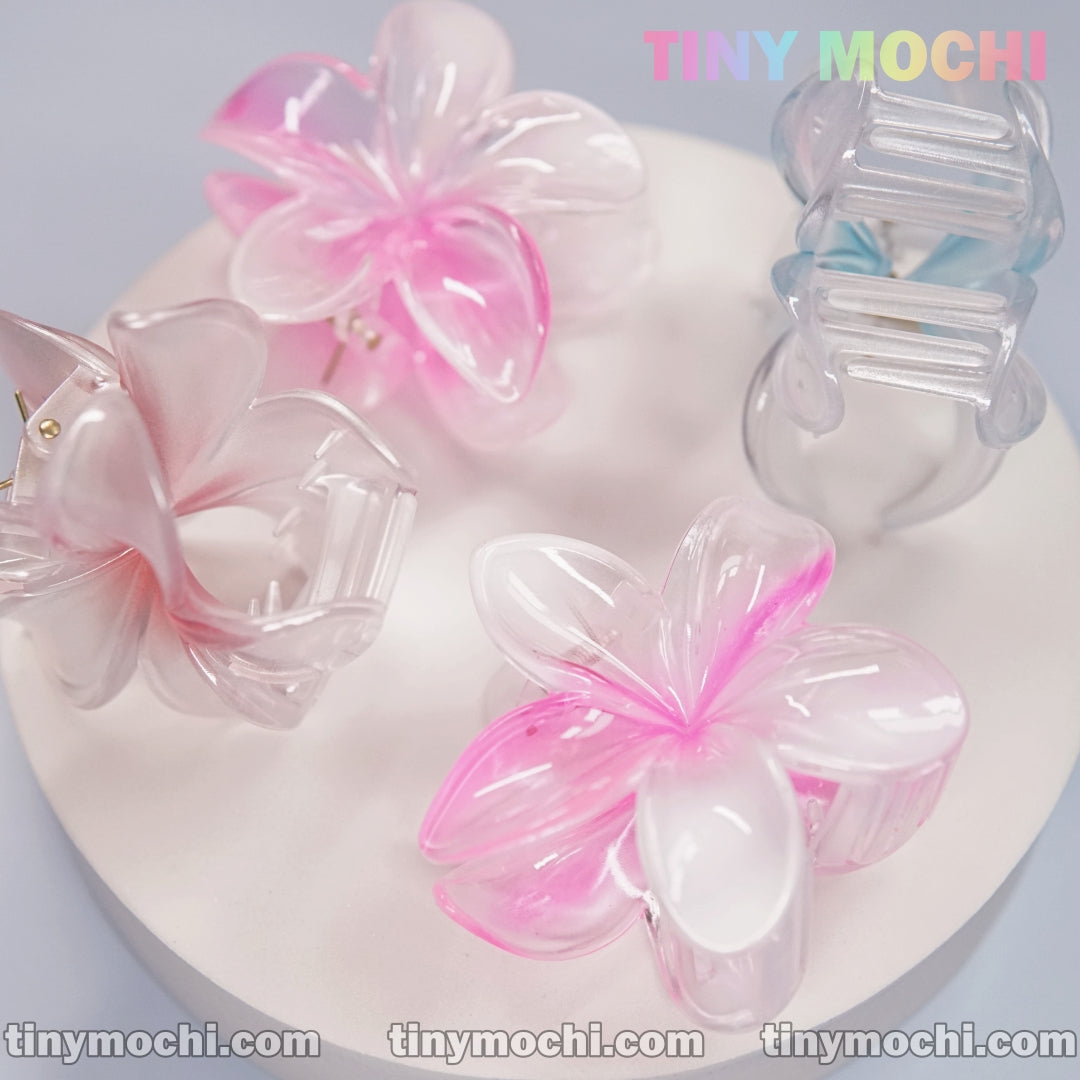 Collection of Sparkling Mirror Plumeria Flower Hair Clips in Various Colors - Summer Vibe Hair Accessories