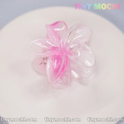 Sparkling Mirror Plumeria Flower Hair Clip in Pink Teal - Chic and Durable Hair Accessory