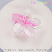 Sparkling Mirror Plumeria Flower Hair Clip in Pink Teal - Chic and Durable Hair Accessory