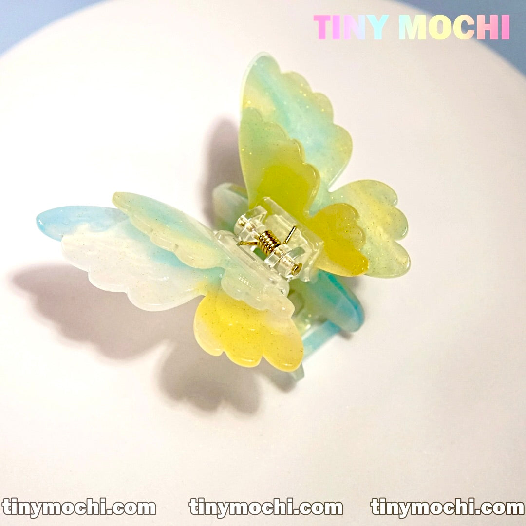 Temperament Elegant Butterfly Hair Claw Clip - Lemonade and Blue - Tiny Mochi