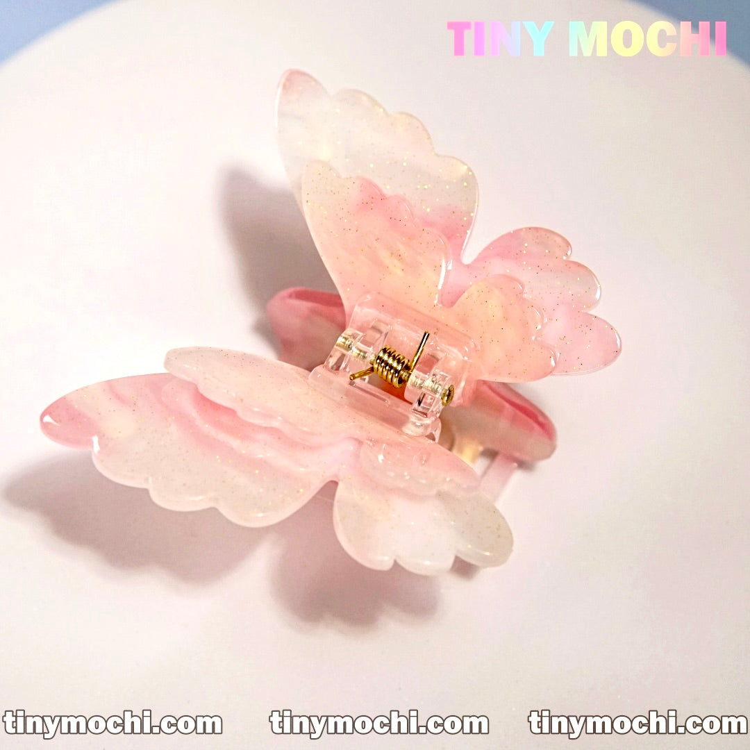 Temperament Elegant Butterfly Hair Claw Clip - Light Pink - Tiny Mochi