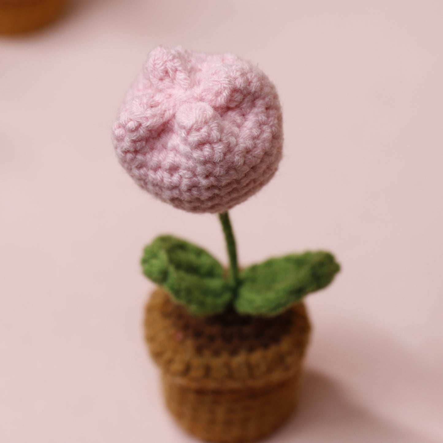 Crocheted Flower Pot – Unique Handmade Tulip for Home Decor, Teacher Gifts & Elegant Desk Display - Tiny Mochi