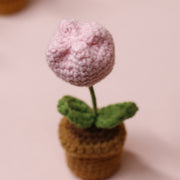Crocheted Flower Pot – Unique Handmade Tulip for Home Decor, Teacher Gifts & Elegant Desk Display - Tiny Mochi