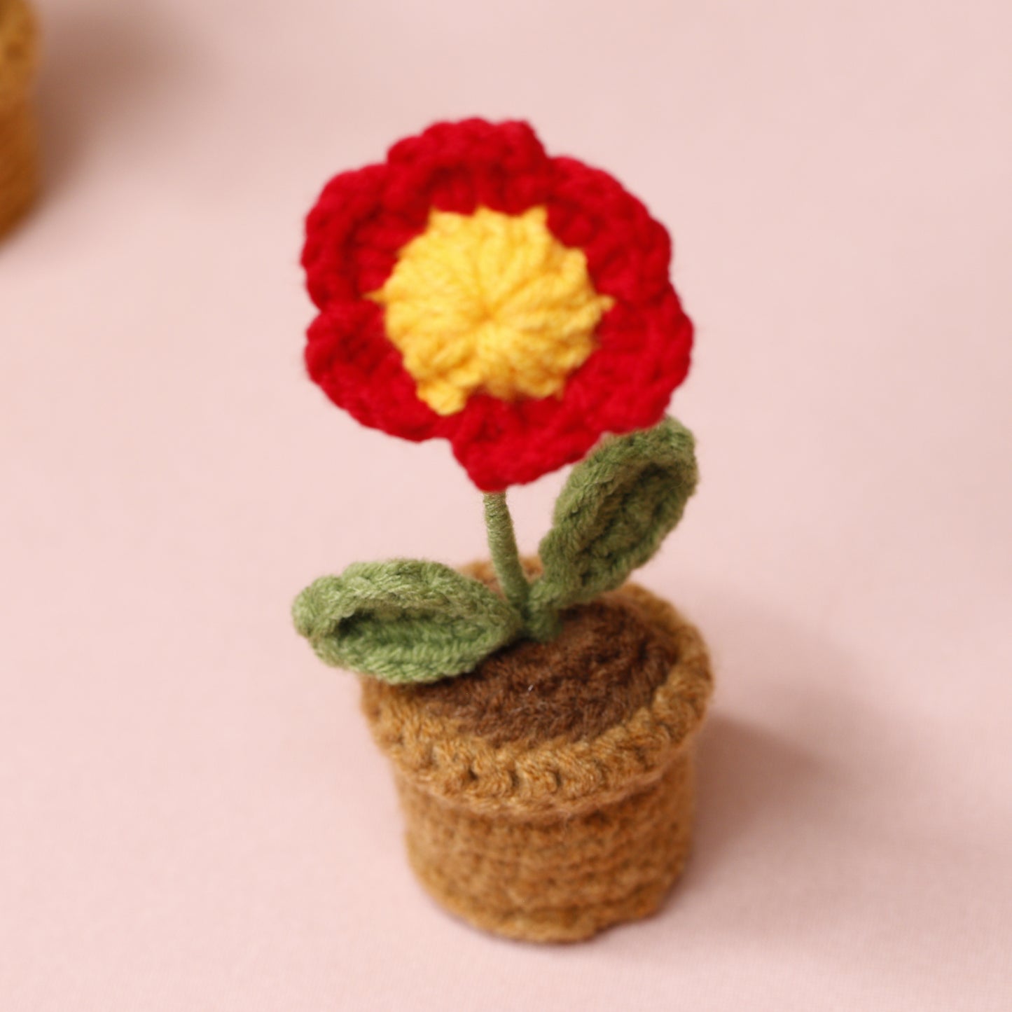 Crocheted Flower Pot – Unique Handmade Tulip for Home Decor, Teacher Gifts & Elegant Desk Display - Tiny Mochi