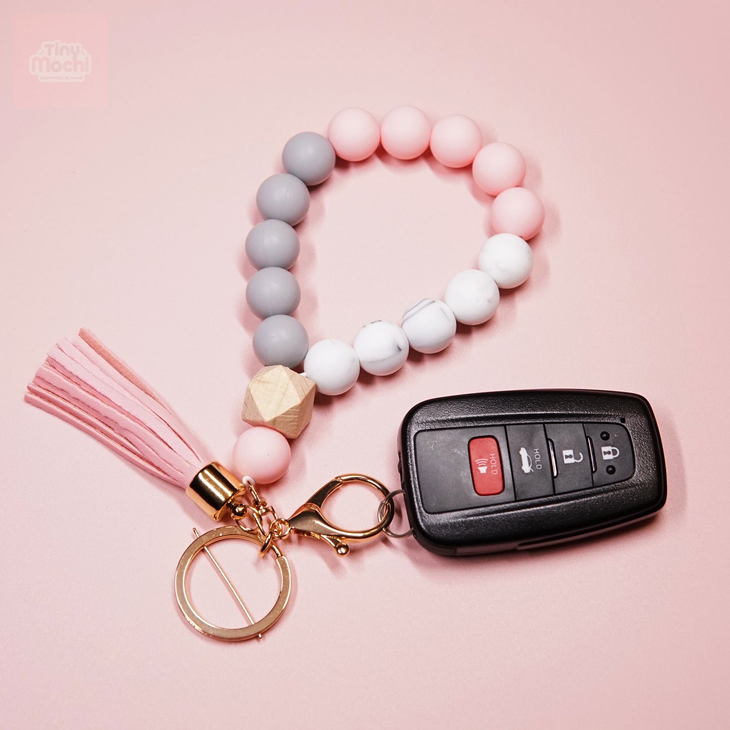 Elastic Keychain Bracelet - Handmade Bead Wristlet - Functional and Fashionable - Tiny Mochi