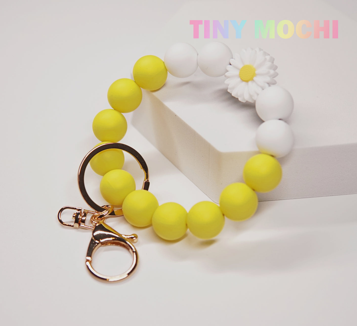 Flower Silicone Beads Elastic Keychain - Tiny Mochi