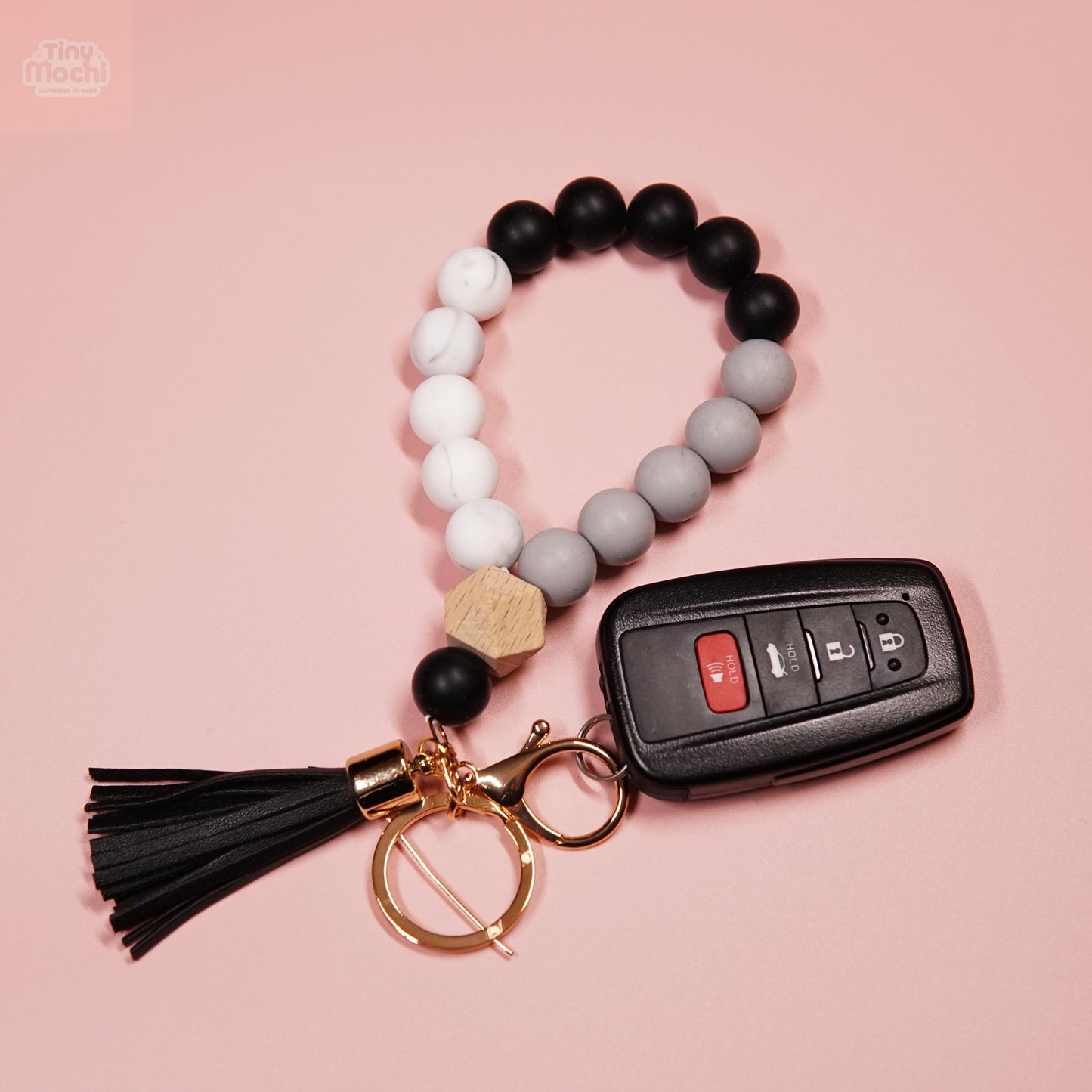 Elastic Keychain Bracelet - Handmade Bead Wristlet - Functional and Fashionable - Tiny Mochi