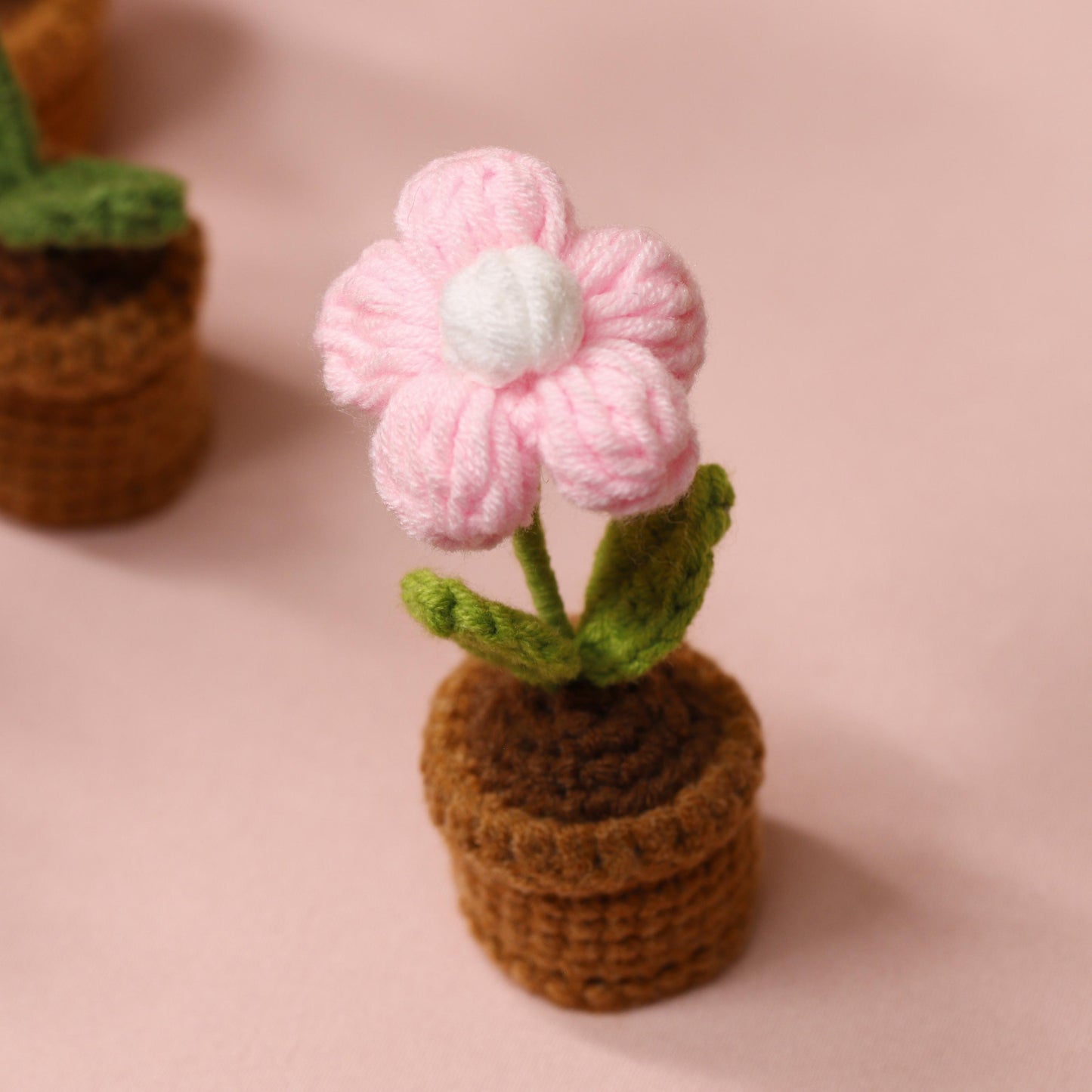 Crocheted Flower Pot – Unique Handmade Tulip for Home Decor, Teacher Gifts & Elegant Desk Display - Tiny Mochi