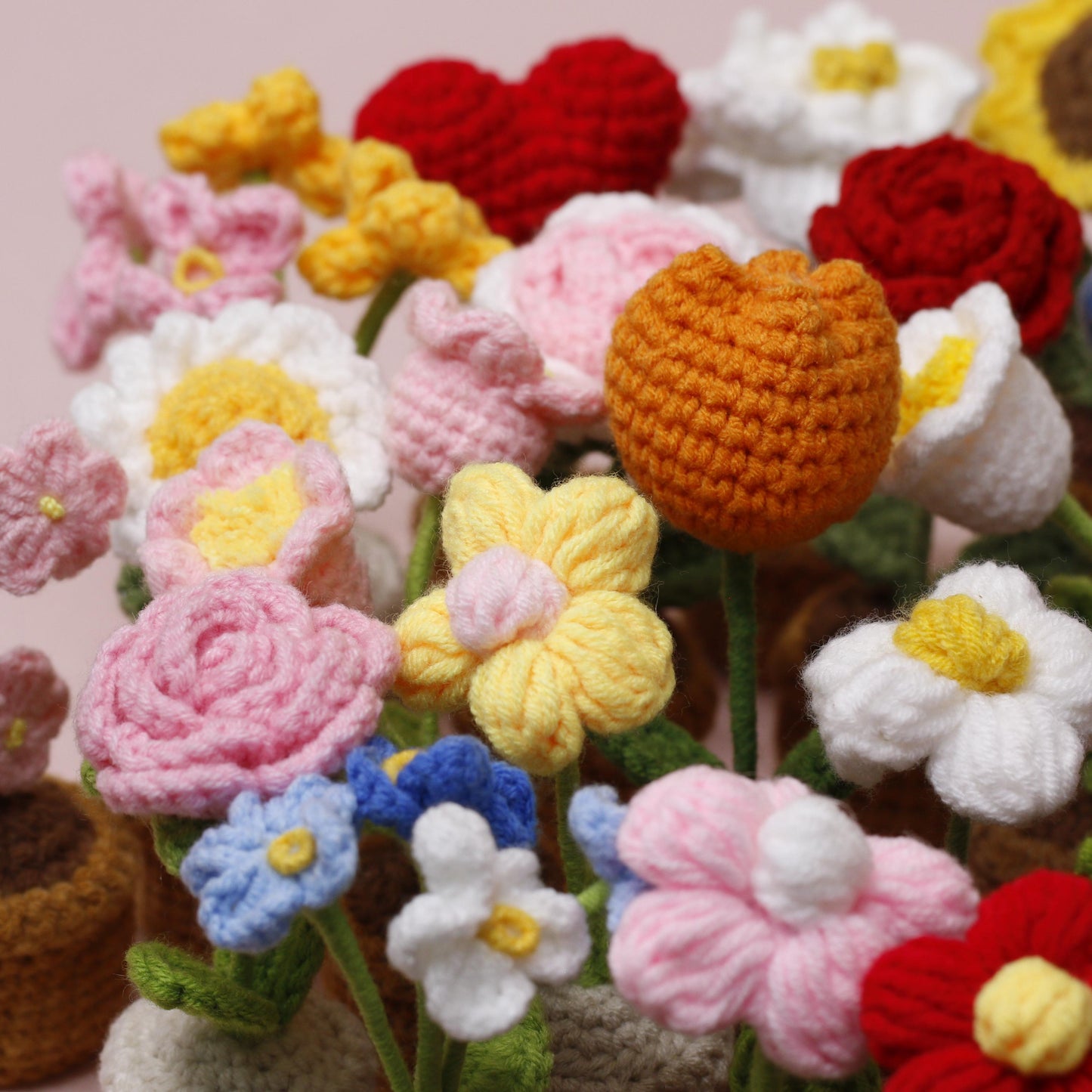 Crocheted Flower Pot – Unique Handmade Tulip for Home Decor, Teacher Gifts & Elegant Desk Display - Tiny Mochi