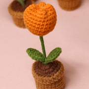 Beautiful Crochet Flower Pot – Handmade Tulip Desk Decor & Personalized Gift Idea for Teachers - Tiny Mochi
