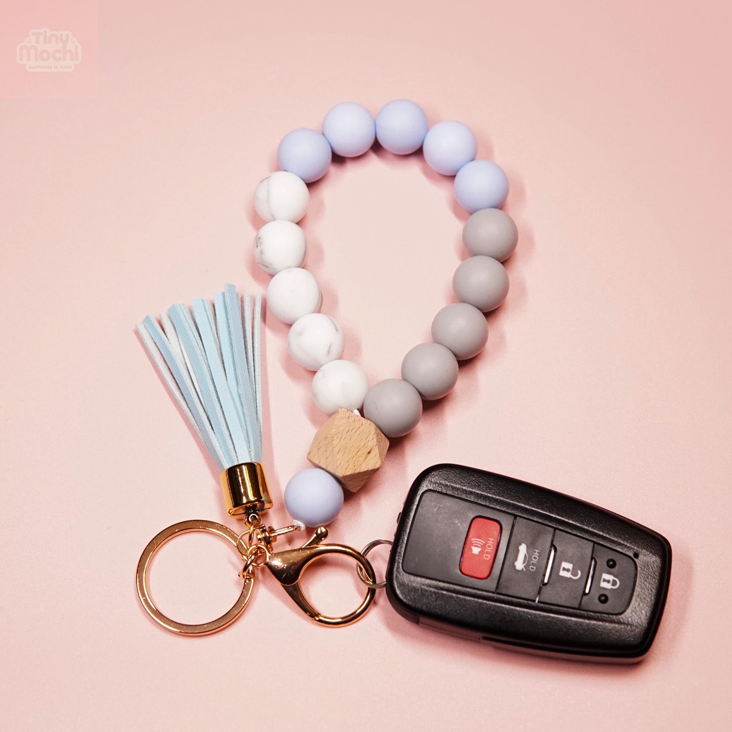 Elastic Keychain Bracelet - Handmade Bead Wristlet - Functional and Fashionable - Tiny Mochi