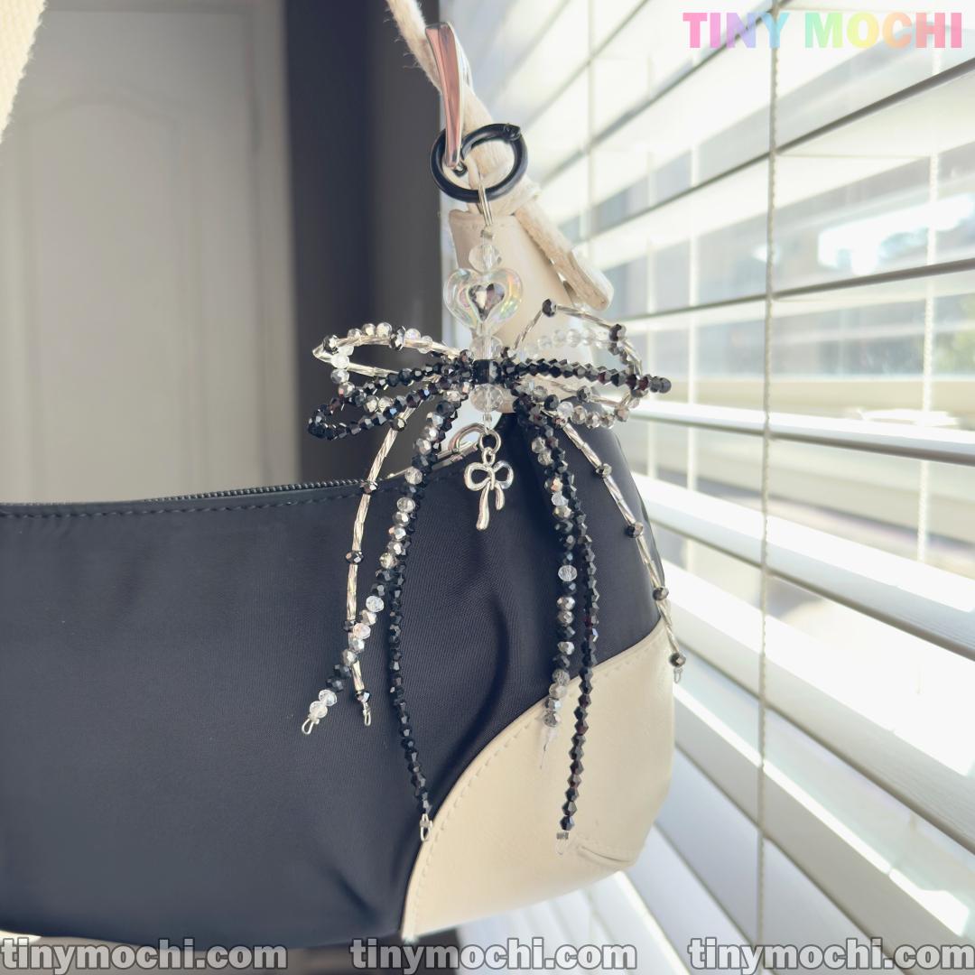 Elegant Sparkling Bow Bag Charm - Must-Have for Bag & Key Add-On - Tiny Mochi